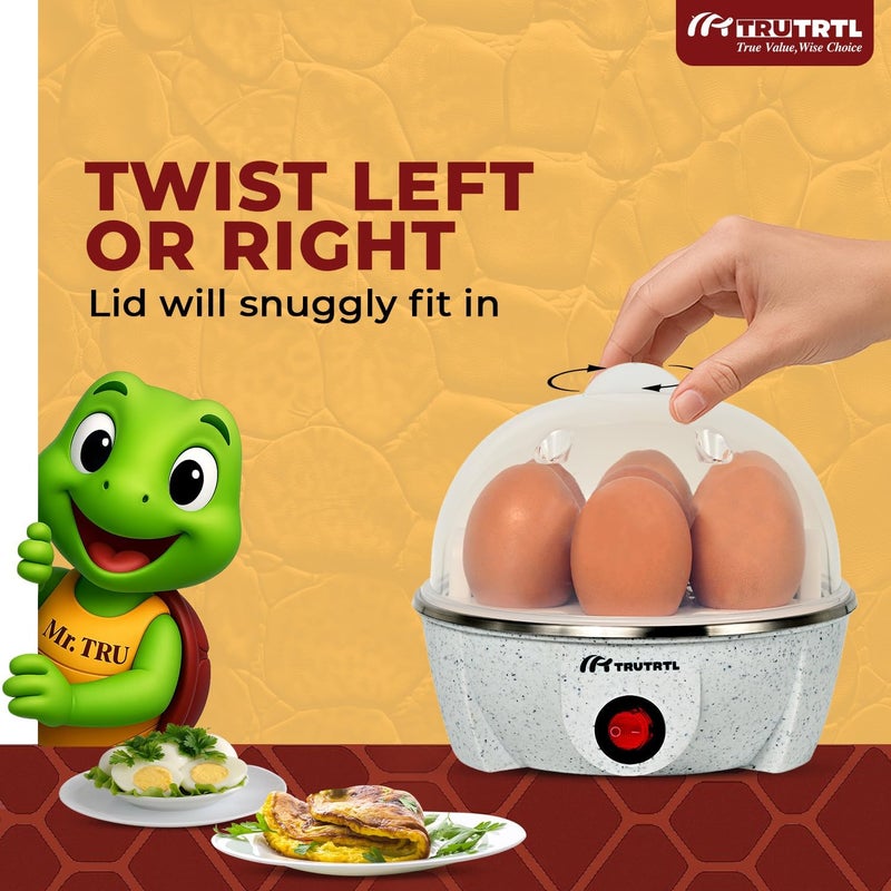 truTRTL Electric Egg Cooker | Boils upto 7 eggs | Poacher | Omelet maker | Vegetable steamer, dumpling & More | Marble - Image 3